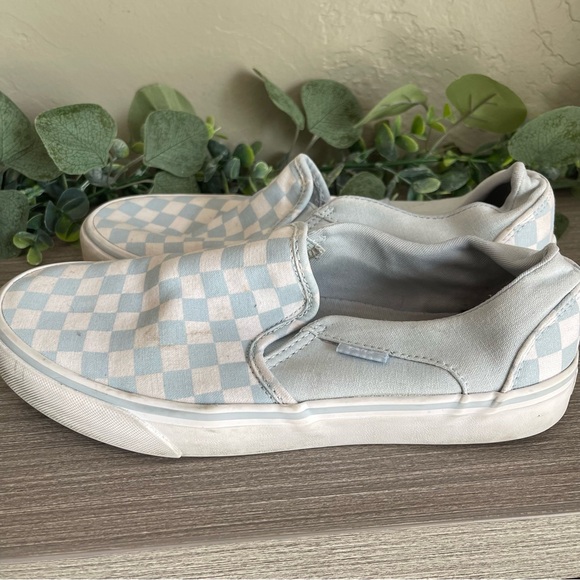 Vans Checkered Blue Women’s Size 9.5‎ Slip On Shoes - Picture 1 of 6